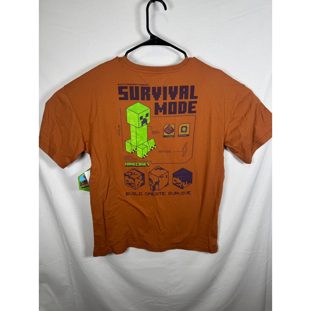 Minecraft T-Shirt Boys Size 18 Adobe Orange Survival Mode Creeper Graphic Tee